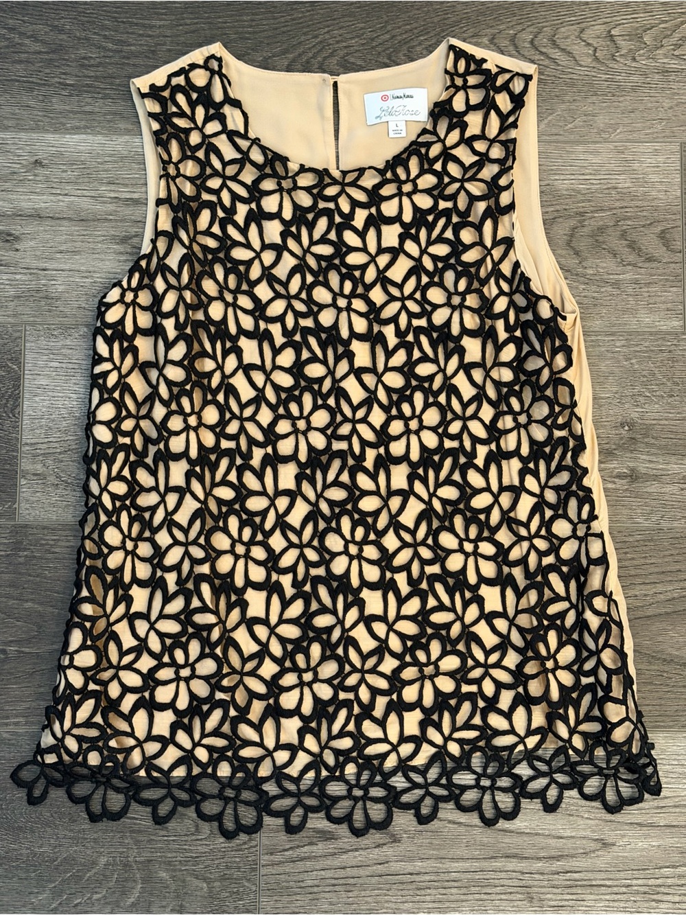Target x Neiman Marcus • Black Floral Lace Overlay Sleeveless Top
